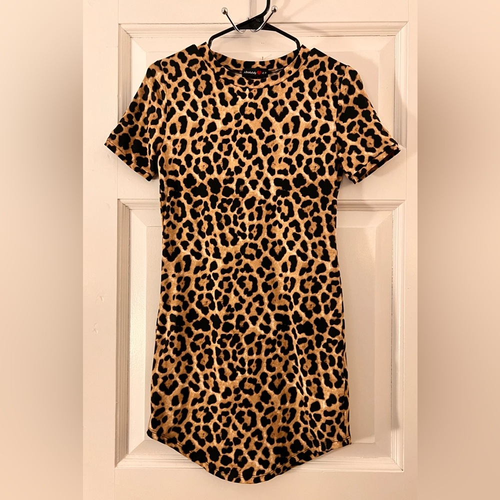 NWT- Leopard Print Short Sleeve Mini Dress